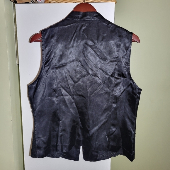 ❤️ 3 for $35 vintage cleo petites tailored vest  lace black size large - Picture 2 of 5